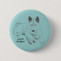 Cute akita dog and teddy bear drawing original art