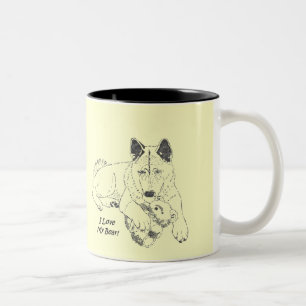 Cute akita dog with pink teddy bear  Two-Tone coffee mug
