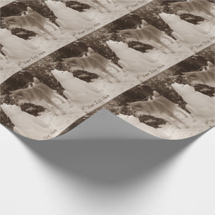 cute akita kissing snowman snowdog wrapping paper
