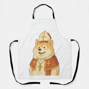 Cute Akita Pope - Funny Dog Design Apron