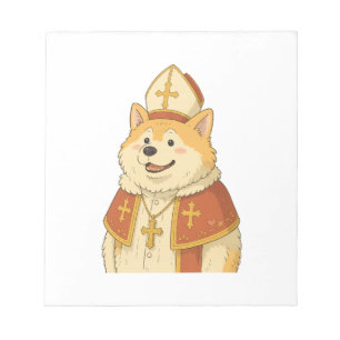 Cute Akita Pope - Funny Dog Design Notepad