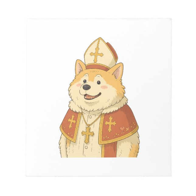 Cute Akita Pope - Funny Dog Design Notepad (Front)