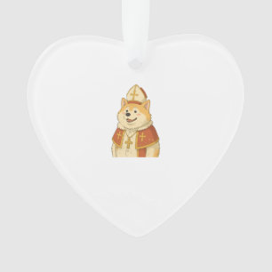 Cute Akita Pope - Funny Dog Design Ornament