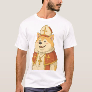 Cute Akita Pope - Funny Dog Design T-Shirt
