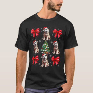 Cute Akita Reindeer Dog Lover Coquette Bow Christm T-Shirt