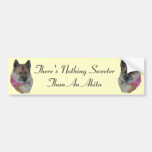cute akita wearing pink scarf usa flag tag slogan bumper sticker