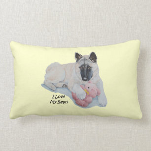 Cute akita with teddy dog art reversable pillow