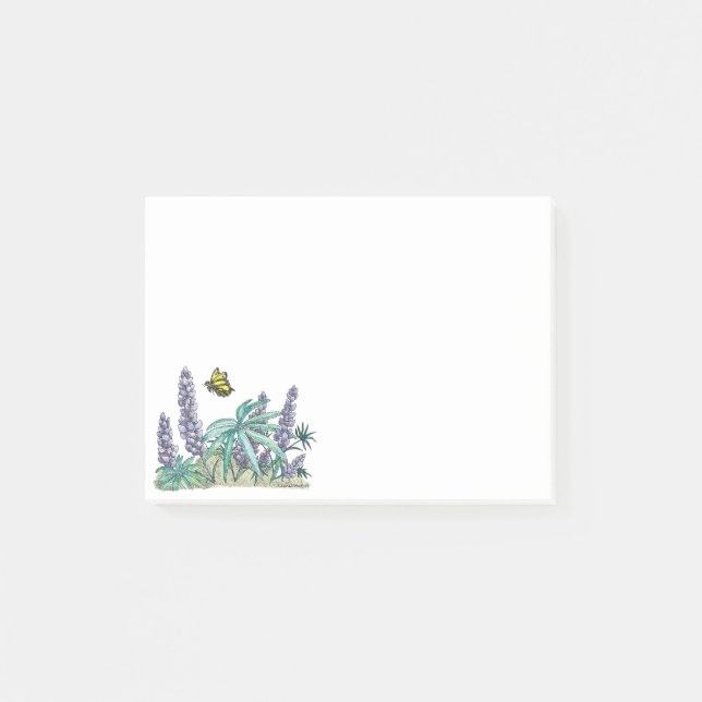 Cute Alaska Lupin Wildflower Post It Notes (Front)
