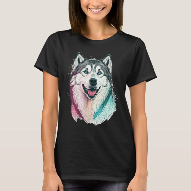 Cute Alaskan Malamute Dog on Alaskan Malamute   1 T-Shirt (Front)