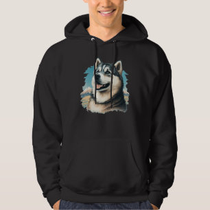 Cute Alaskan Malamute Dog on Alaskan Malamute 2 Hoodie