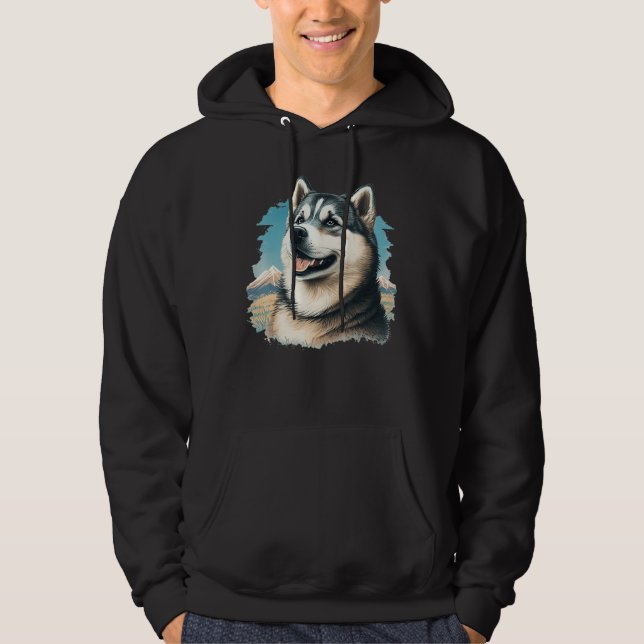 Cute Alaskan Malamute Dog on Alaskan Malamute  2 Hoodie (Front)