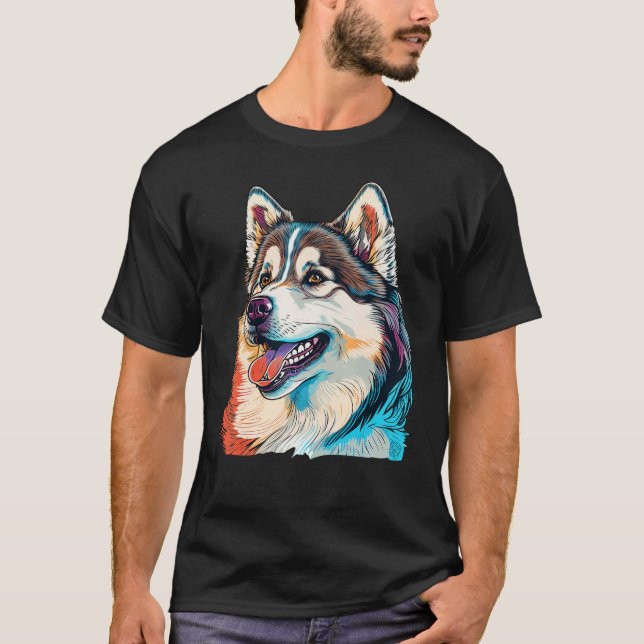 Cute Alaskan Malamute Dog on Alaskan Malamute  3 T-Shirt (Front)