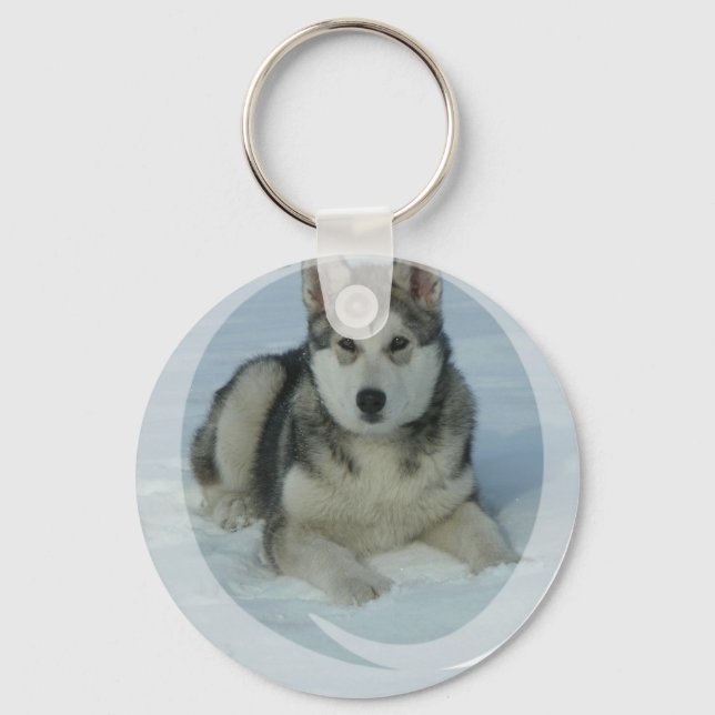 Cute Alaskan Malamute Key Ring (Front)