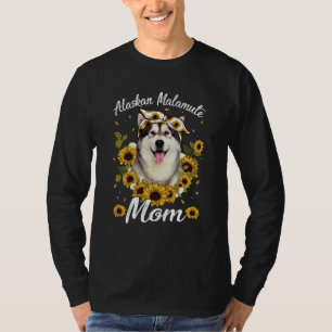 Cute Alaskan Malamute Mum Sunflower Dog Mum Mother T-Shirt