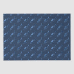 Cute Albacore Tuna in Aegean Blue on Marine Blue Tissue Paper