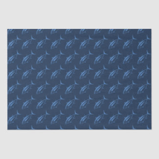 Cute Albacore Tuna in Aegean Blue on Marine Blue Tissue Paper