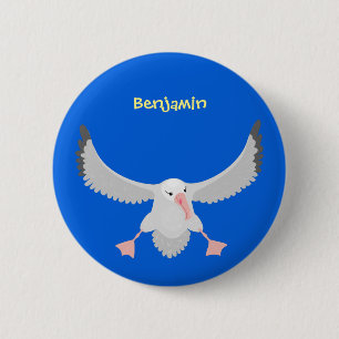 Cute albatross bird flying cartoon illustration 6 cm round badge
