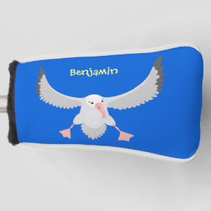 Cute albatross bird flying cartoon illustration golf head cover