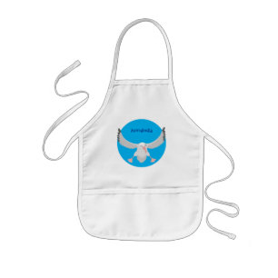 Cute albatross bird flying cartoon illustration kids apron