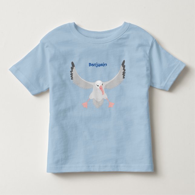Cute albatross bird flying cartoon illustration toddler T-Shirt (Front)