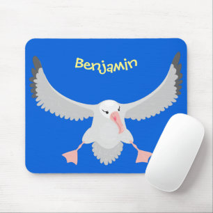 Cute albatross bird flying cartoon mouse pad