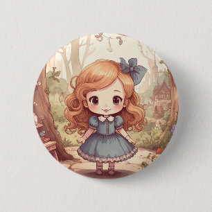 Cute Alice Adventures Wonderland Woodland Art 6 Cm Round Badge
