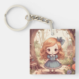 Cute Alice Adventures Wonderland Woodland Art Key Ring