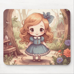 Cute Alice Adventures Wonderland Woodland Art Mouse Pad