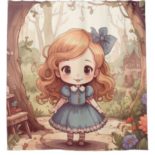 Cute Alice Adventures Wonderland Woodland Art Shower Curtain