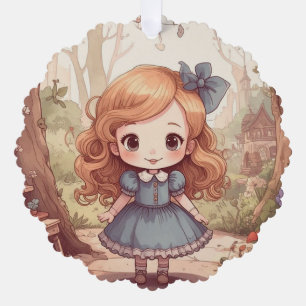 Cute Alice Adventures Wonderland Woodland Art Tree Decoration Card