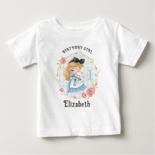 Cute Alice and White Rabbit Girl Baby T-Shirt