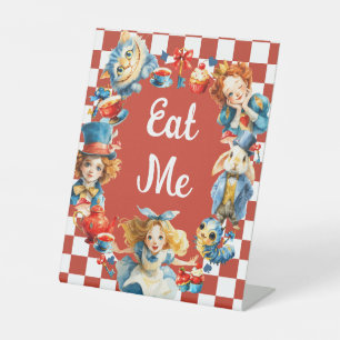 Cute Alice in ONEDERLAND 1st Birthday Eat Me  Pedestal Sign