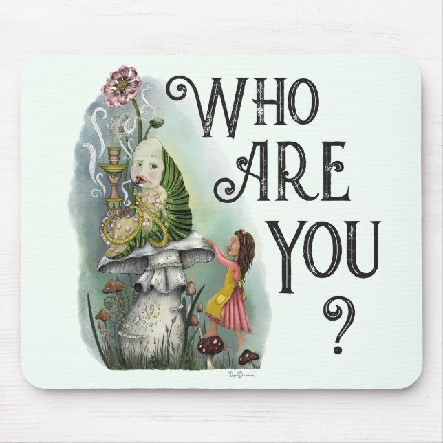 Cute Alice in Wonderland and the Caterpillar Art Mouse Pad (Front)
