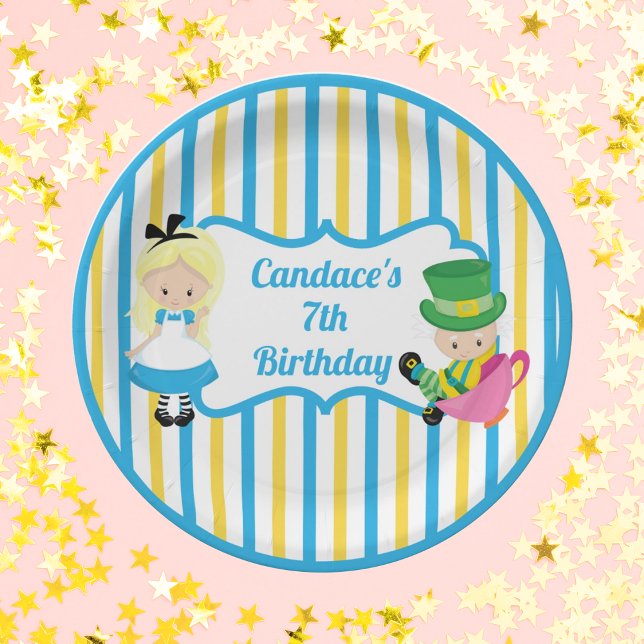 Cute Alice in Wonderland Kids Birthday Party Paper Plate (Creator Uploaded)