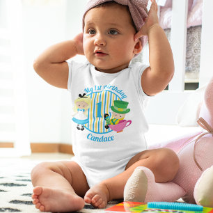 Cute Alice in Wonderland My 1st Birthday Custom Baby Bodysuit