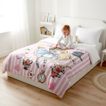 Cute Alice in Wonderland Pink Stripe Bedding