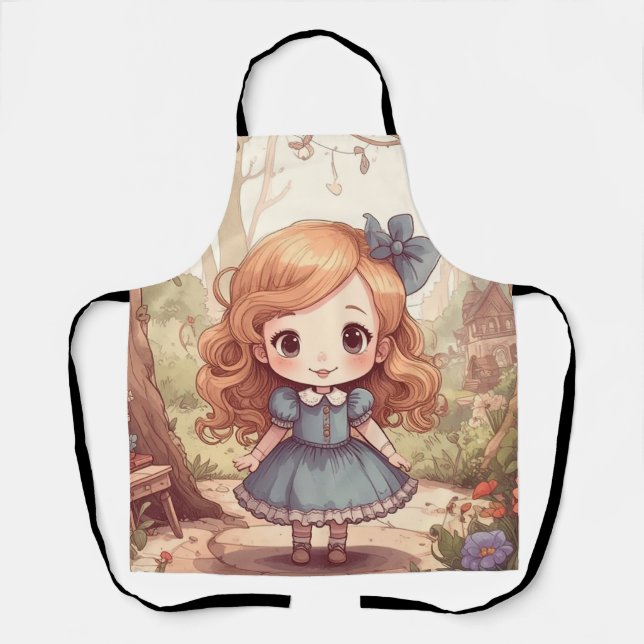 Cute Alice in Wonderland Whimsical Woodland Art Apron (Front)
