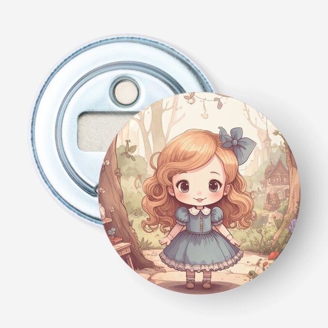Cute Alice in Wonderland Whimsical Woodland Art Bottle Opener (Front)