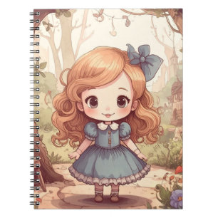 Cute Alice in Wonderland Whimsical Woodland Art Notebook