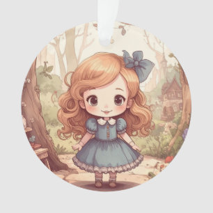 Cute Alice in Wonderland Whimsical Woodland Art Ornament