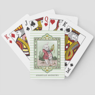 Cute Alice in Wonderland White Rabbit Custom Name Playing Cards