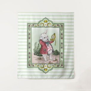 Cute Alice in Wonderland White Rabbit "I'm Late" Tapestry