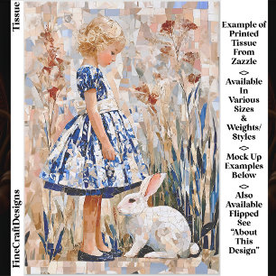 Cute Alice Inspired Mosaic Portrait EC1R Decoupage Tissue Paper