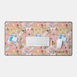 Cute Alice's Adventures in Wonderland Glitter Name Desk Mat