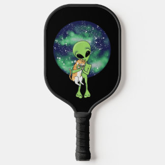 Cute Alien and Cat UFO Pickleball Paddle