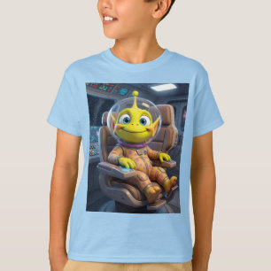 Cute Alien Astronaut Spaceship Pilot Kids T-Shirt