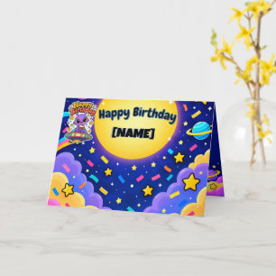 "Cute Alien Birthday Card   Customisable Name"
