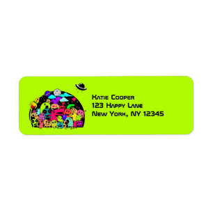 Cute Alien Creature Group With A Cosmic Theme Return Address Label