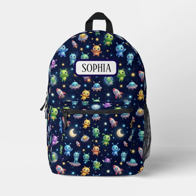 Cute Alien Galaxy Pattern Backpack (Front)