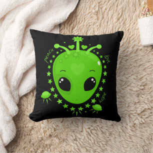 Cute Alien Peace Hope Love Fun Extraterrestrial Cushion
